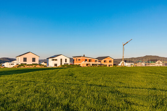 Modern detached houses under construction in S��en Germany