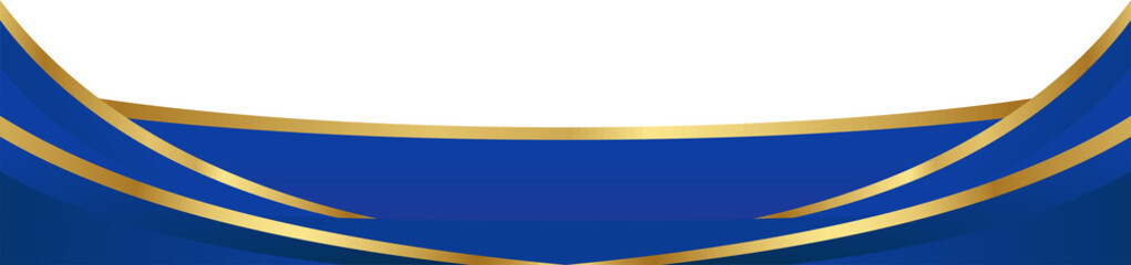 Obraz premium Elegant Blue and Gold Curved Symmetry footer Banner Ribbon