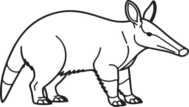 Aardvark Standing Side View With Long Snout Line Art