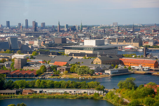 Panorama from Copenhagen Denmark CopenHill innovative waste to energy power plant It perfectly merges urban recreation with green energy