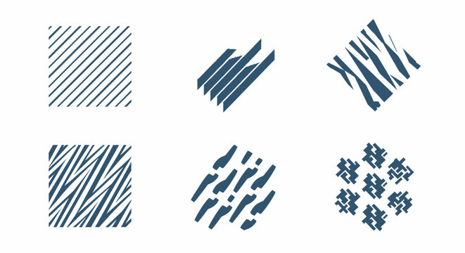 Abstract Geometric Patterns, Brush Strokes, Texture Samples, Blue and White