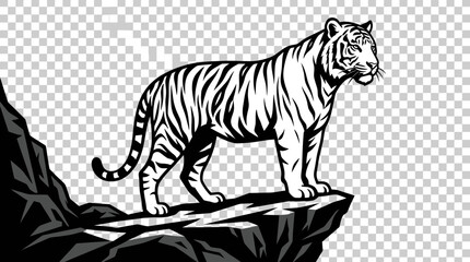 A majestic wild cat stands on a rocky precipice overlooking an unseen vista © Arara