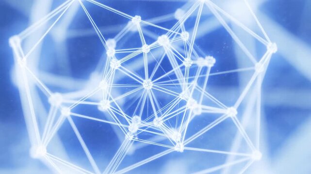 Glowing connected network on blue background