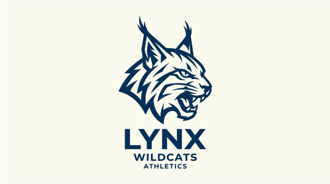 Lynx wildcat head mascot logo for school sports team university athletics club dynamic fierce predator vector emblem graphic design print