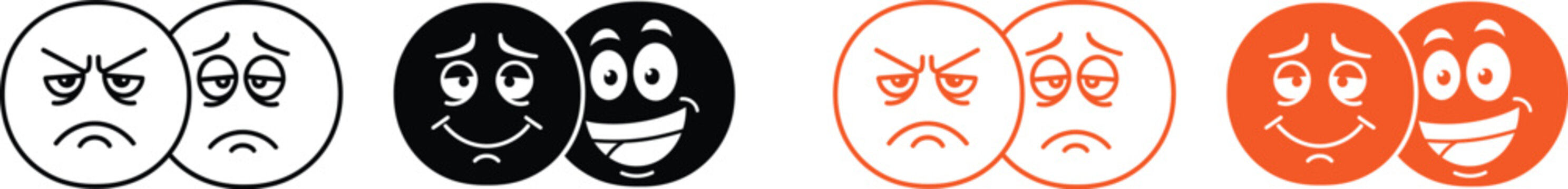 set of diverse facial expression icons representing different emotions