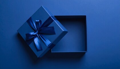Obraz premium blue gift box with ribbon illustration background
