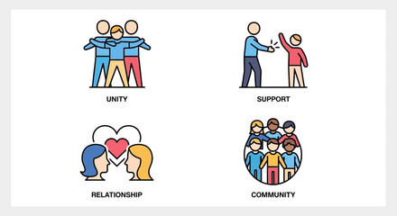 Fototapeta premium Diverse Group of People Icons Representing Unity Support Relationships Community.