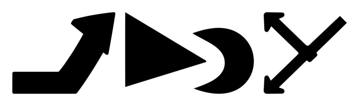 Solid black icon, white background: git branch merge arrow set with simple line art design featuring outline, illustration, graphic elements with clean design and vector art