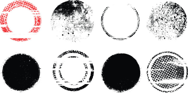 Grunge post Stamps Collection, Circles. Banners, Insignias , Logos, Icons, Labels and Badges Set . vector distress textures.blank shapes.
