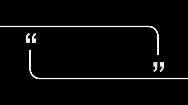 Rectangle box with quotation marks animation on transparent background. Rectangle doodle frames with quote, Rectangular quote mark graphic animation.