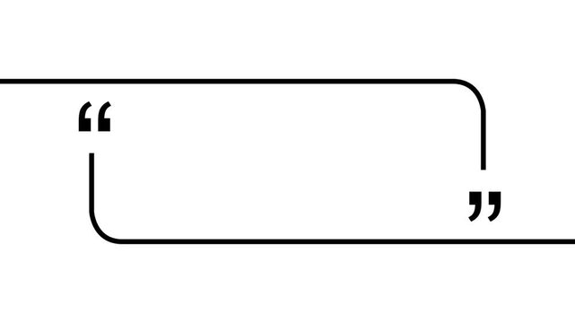 Rectangle box with quotation marks animation on transparent background. Rectangle doodle frames with quote, Rectangular quote mark graphic animation.