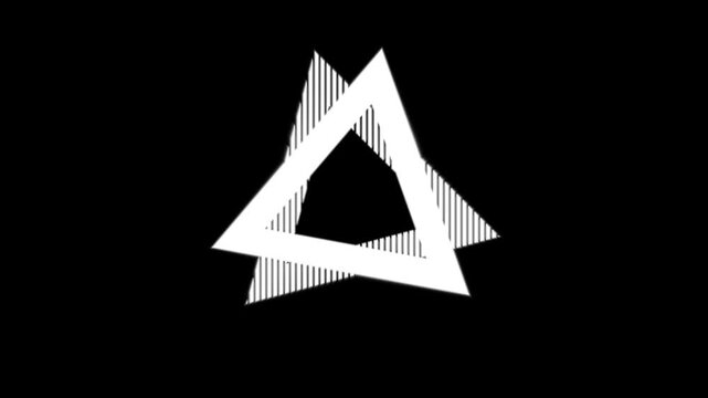 Abstract white geometric triangle animation on black minimal futuristic background loop