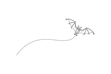 Single line art of a flying bat with wildlife continuous minimalist isolated creature nocturnal wingspan illustration silhouette mammalian predator halloween abstract artistic creative © Stockline