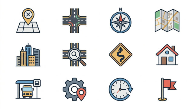 Icon Set of Business and Navigation Symbols.