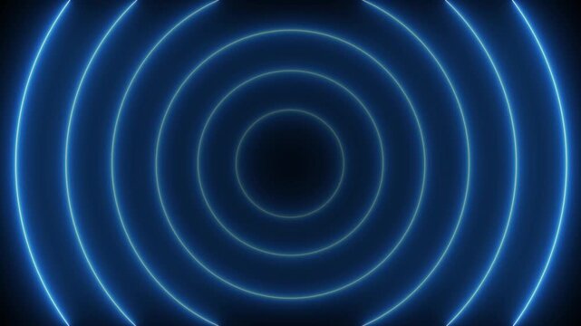Radio signal, music visualization, and voice recording. 4k Abstract technology background, searching and connecting concept, Blue neon sound waves seamless motion. 