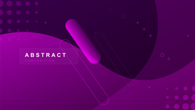 Abstract geometric purple background vector with dark gradient shapes and capsule for presentation