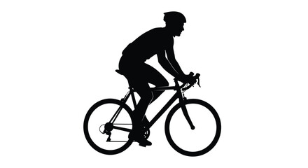 Fototapeta premium Silhouette of a cyclist riding a road bike against a white background