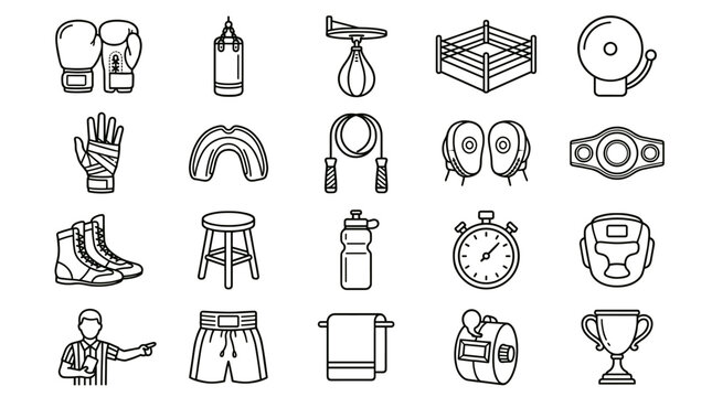 Boxing Outline Icon Pack