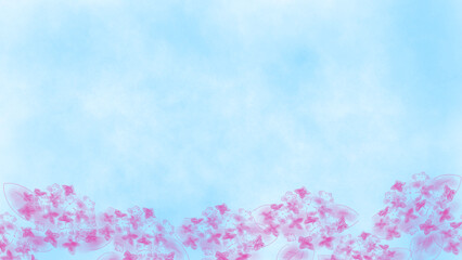 Fototapeta premium 紫陽花（あじさい）の背景、手書きイラスト。