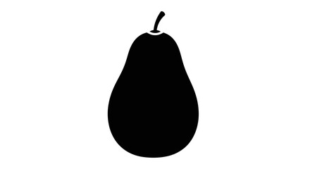Pear silhouette stands as a bold black graphic element isolated on a clean white background to provide ample copy space for creative design projects. © Berkah