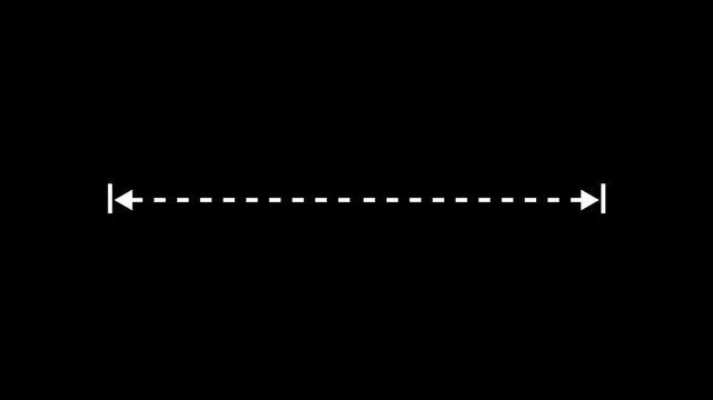 Measuring distance length dotted line animation, alpha channel. HUD concept 4K video animation on a transparent background.