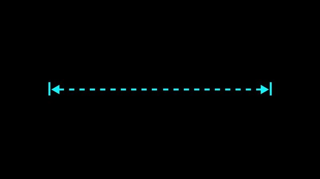 Measuring distance length dotted line animation, alpha channel. HUD concept 4K video animation on a transparent background.