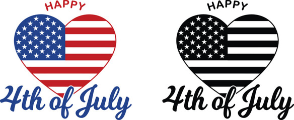 Obraz premium Happy 4th of july american heart patriotic independence day