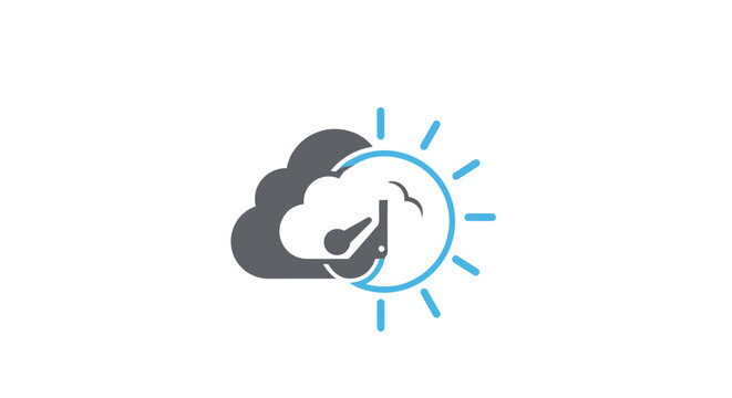 Weather forecast sunny cloudy icon symbol.