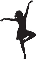 Fototapeta premium Silhouette of a woman in a dancing pose with one leg bent isolated on transparent background