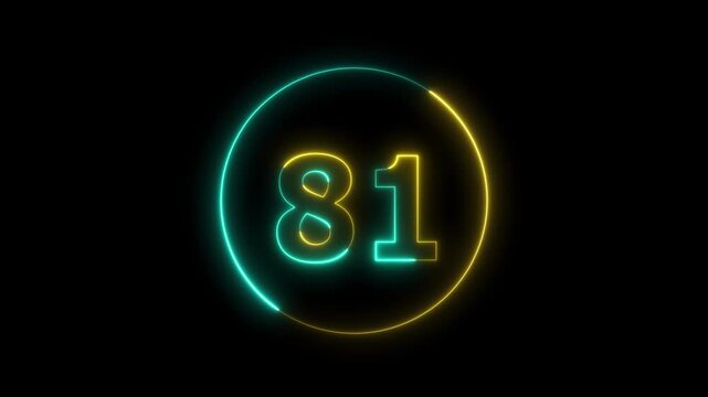 Glowing Digital Number with Futuristic Neon Technology Style
