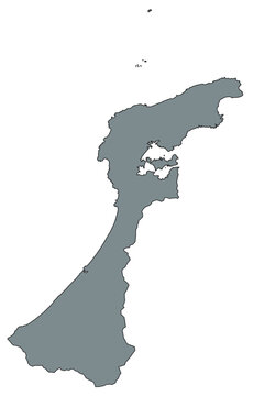Outline Vector Map of Ishikawa Prefecture of Japan