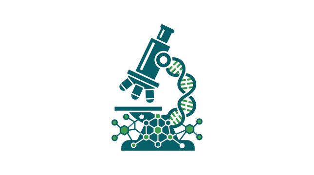 Microscope with DNA and molecules.