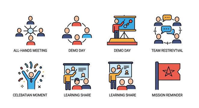 Business Meeting Icons: Teamwork, Presentation, Collaboration, Success