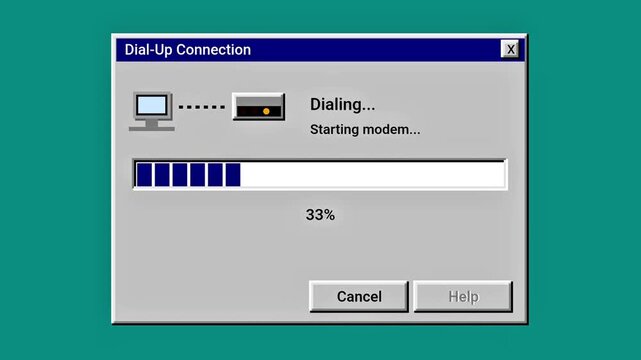 Old Dial Up Connection Progress Bar Animation, Vintage Computer Network Screen