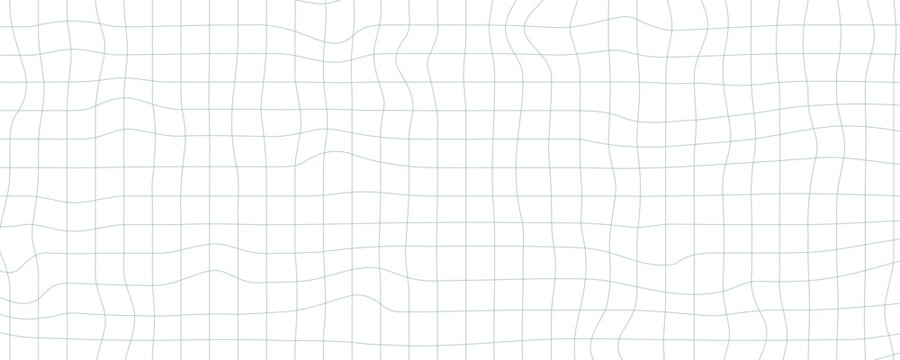 Groovy Checker Line Seamless Pattern. Paper Notebook Texture. Doodle Y2k Style Background