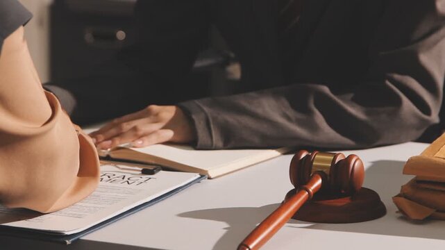 Lawyer explained to the client about the law that must be brought against the court case.