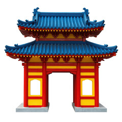Obraz premium Traditional Chinese Gate 3d Render Transparent Background