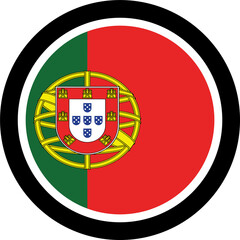 Obraz premium Portugal Round Flag Icon with Black Border