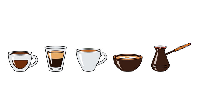 Coffee Drinks Variety Pixel Art Icons
