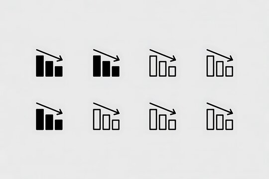 Business decline arrow chart icons black outline high resolution picture