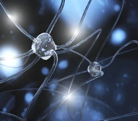 neuron, neuron transmits a signal, nerve node, neural network, 3D rendering © ustas