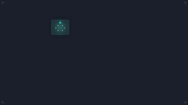 Animated minimal confidential computing concept loop with data processing inside a sealed enclave on a dark technology background