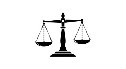 Scales of justice symbol stands as an emblem of legal fairness, equality, and balanced judgment, rendered in a classic, formal black silhouette suitable for professional and judicial contexts. © Berkah