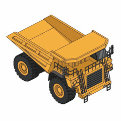 Yellow Mining Dump Truck Illustration Isometric View. © Achmad