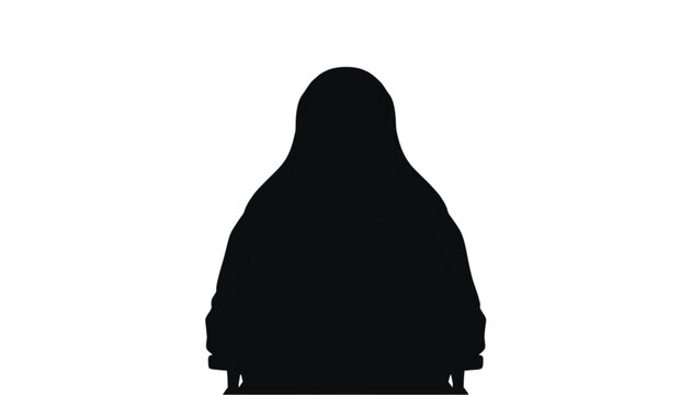 Matryoshka doll silhouette stands isolated against a pure white background as a traditional Russian cultural symbol of nested wooden craftsmanship.