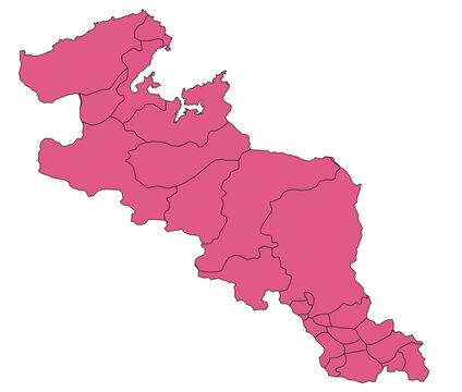 Outline Vector Map of Kyoto Prefecture With County of Japan