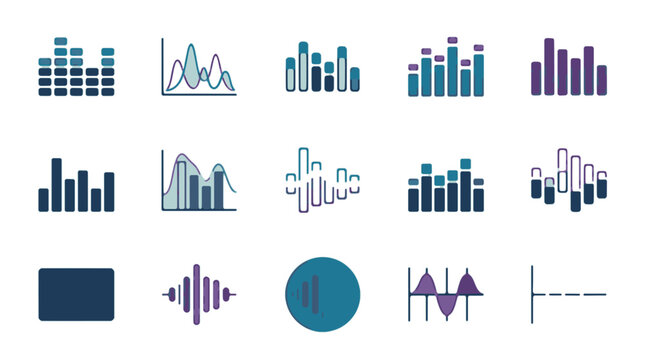 Collection of Data Visualization and Audio Waveform Icons