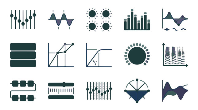 Collection of Data Science and Audio Visualization Icons