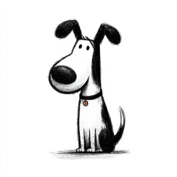 Minimal cute dog doodle illustration isolated on white background