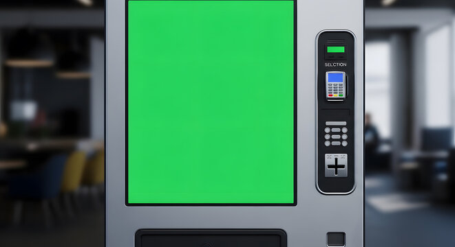 Vending machine display panel replaced by a green screen for content compositing